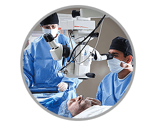 Doctor examining patient under microscope
